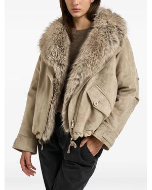 Valentini Faux-Fur Trim Drawstring Coat - Natural