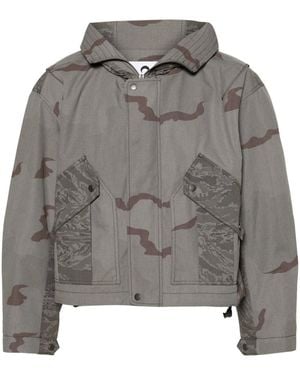 Marine Serre Camouflage-Print Hooded Jacket - Grey