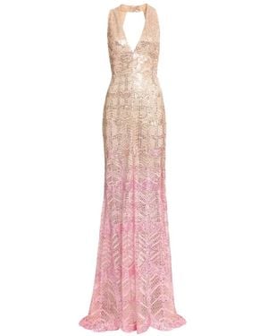 Elie Saab Sequin-Embellishment Tulle Maxi Dress - Pink