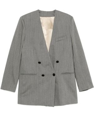Alberta Ferretti Wool Blend Blazer Jacket - Gray