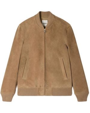 Sandro Zip-Up Split Suede Jacket - Natural
