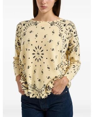Kujten Bandana-Print Distressed Sweater - Natural
