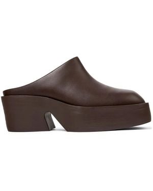 Camper Smooth Leather Square-Toe Platform Mules - Brown