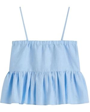 Scanlan Theodore Peplum Spaghetti-Strap Blouse - Blue