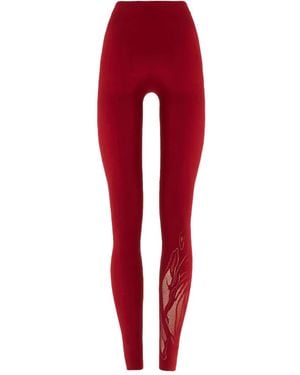 Wolford Rose-Net Leggings - Red