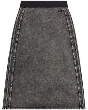 DIESEL O-Ermy Side Stripe Straight Midi Skirt - Gray