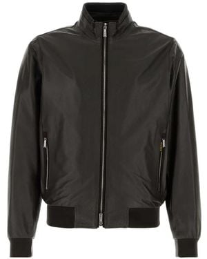 Moorer Zip Up Bomber Jacket - Black