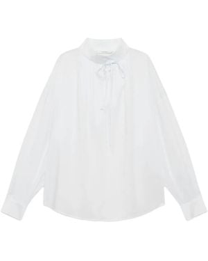 Maliparmi Sparkle Bluse mit Schleifenkragen - Weiß