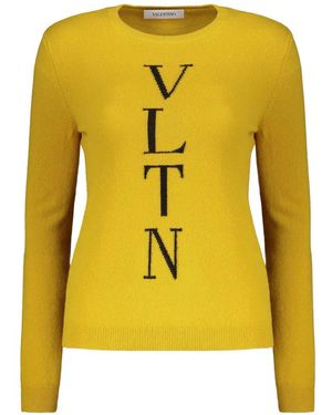 Valentino Garavani Vltn Intarsia-Knit Jumper - Yellow