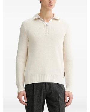 Marc O' Polo Zip Collared Knitwear - White