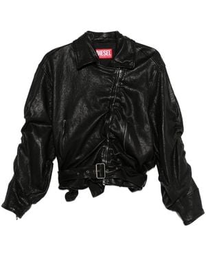 DIESEL アシンメトリージップ レザージャケット - ブラック