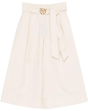 Pinko Long Shorts With Love Birds Buckle - Natural