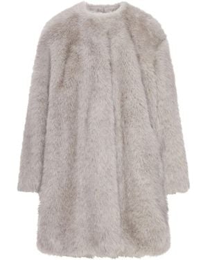 Max Mara Fur Round-Neck Coat - Grey