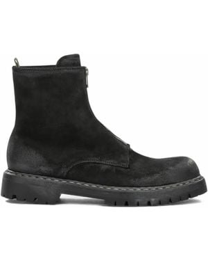 Officine Creative Bulla Dd Lug 114 Front-Zip Biker Boots - Black