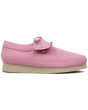 Clarks Weaver Lace-Up Derby Shoes - Pink