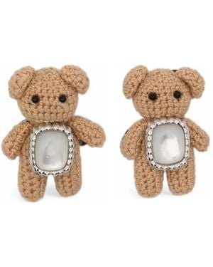 YVMIN Boucles D'Oreilles Woven Mini Bear Ornées De Nacre - Metallic