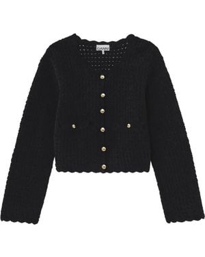 Ganni Cotton Chenille Cardigan - Black