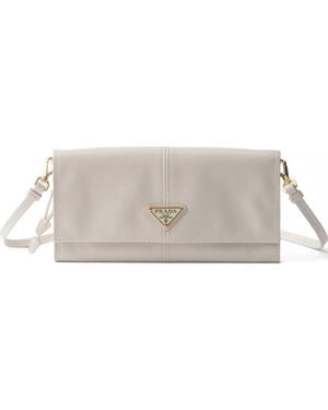 Prada Portefeuille En Cuir À Bride Portée Épaule - Grey