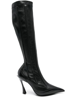 Mugler 105Mm Corset Knee Boots - Black