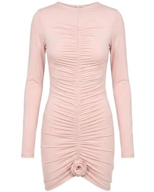 LaRevêche Lillibet Ruched Floral-Detail Mini Dress - Pink