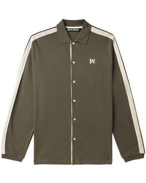 Palm Angels Monogram-embroidered Cotton Shirt - Green