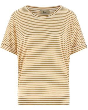 Herno Striped Cuffed-Sleeves T-Shirt - Natural
