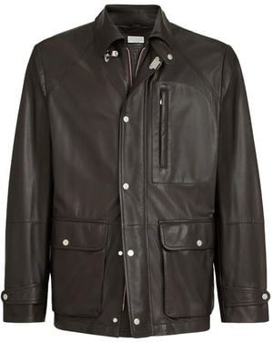 Brunello Cucinelli Pocket Calf Leather Jacket - Black
