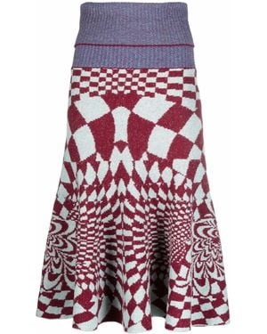 Stella McCartney Geometric-Knit Flared A-Line Skirt