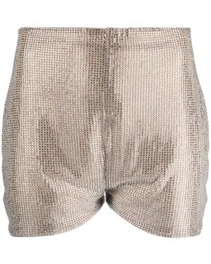 GIUSEPPE DI MORABITO Shorts A Vita Alta Con Strass - Neutro