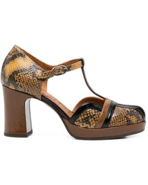 Chie Mihara Ditora Snake-Effect T-Bar Pumps - Brown