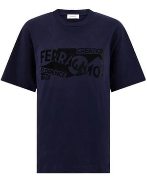 Ferragamo Logo-Print T-Shirt - Blue