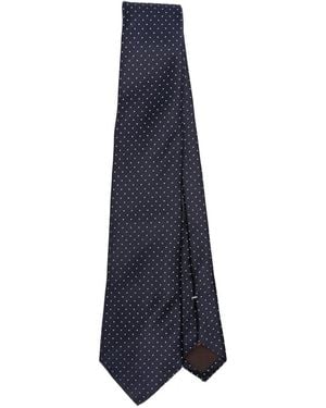 Canali Polka-Dot Silk Tie - Blue