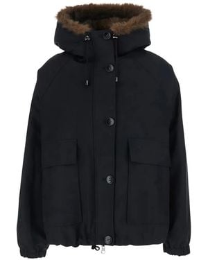 VALENTINI 1972 Faux-Fur Trim Hooded Jacket - Black