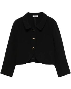 Sandro Square-Buttons Cropped Jacket - Black