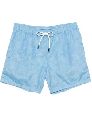 Barba Napoli Short De Bain Fleuri À Lien De Resserrage - Blue