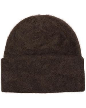 Soft Goat Brushed Beanie Hat - Brown