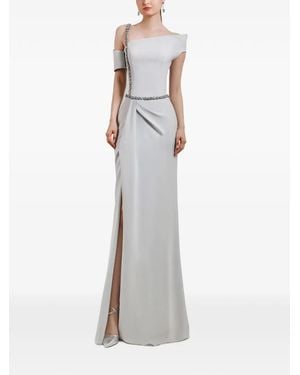Gemy Maalouf Asymmetrical Neckline Maxi Dress - White