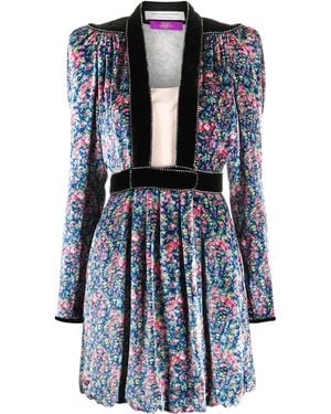 Philosophy Di Lorenzo Serafini Pleated Velvet Mini Dress - Blue