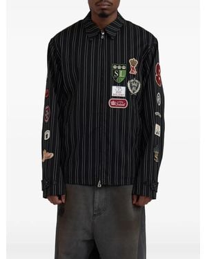 TAKAHIROMIYASHITA TheSoloist. Pinstriped Patch-Detail Jacket - Black