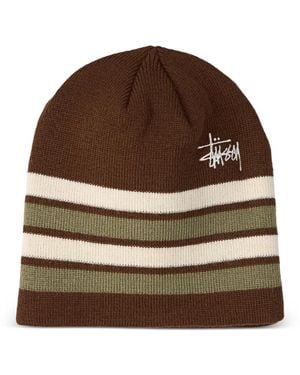 Stussy Gestreifte Beanie Mit Totenkopf - Braun