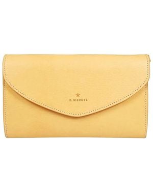 Il Bisonte Buttoned-Flap Leather Clutch - Natural