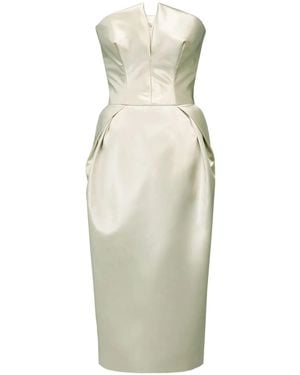 Maison Margiela Cintzed Satin Midi Dress - Green