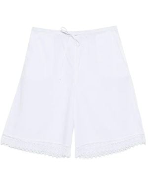 THE NINA STUDIO Lace-Detail Drawstring Shorts - White