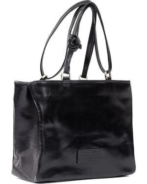 MM6 by Maison Martin Margiela レザー トートバッグ - ブラック