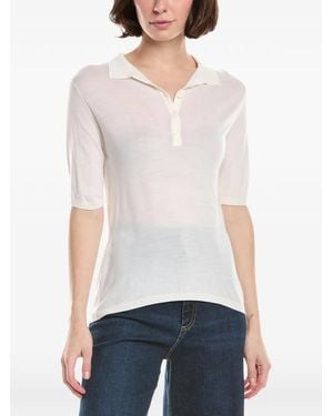 Eleventy Knit Half-Sleeve Polo Shirt - White