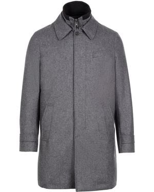 Norwegian Wool Down-Lined Wool Coat - Gray