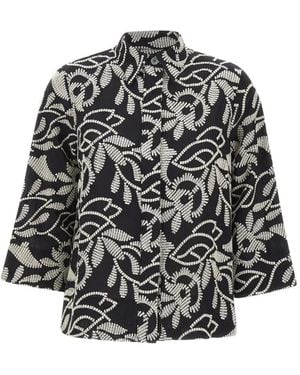 Elena Miro Floral-Embroidery Shirt - Black