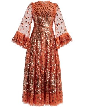 Needle & Thread Robe Orné De Sequins - Rouge