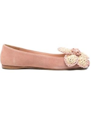 Paloma Barceló Flower-Appliqué Ballet Flats - Pink