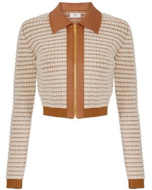 Elisabetta Franchi Textured Zip-Up Cardigan - White